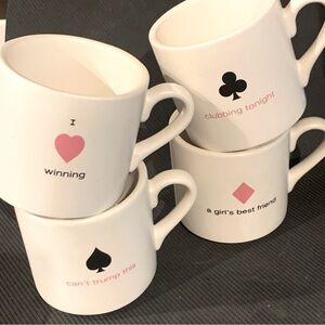 Hallmark Set of 4 Ladies Poker Girls Night Small  Mugs 8oz Pink White Black